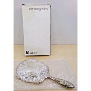 Bloomingdale's Davco Silver Plate Handheld Ornate Vanity Mirror # 7090B